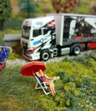 Herpa-Modelltruck von ECL auf Modelleisenbahnanlage