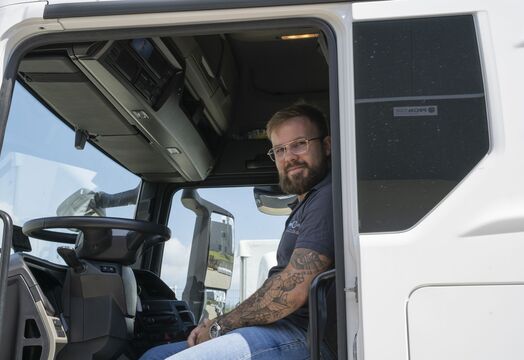 Secure air freight is transported by the driver sitting in the cab ready for departure on behalf of euroCOURIER, the authorised carrier