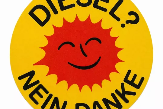 Aufkleber, inspiriert von Atomkraft? Nein Danke, neu Diesel? Nein Danke.