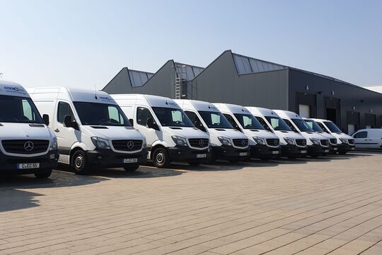 Kleintransporter Mercedes-Benz Sprinter als Flotte auf dem Betriebshof von euro.COURIER